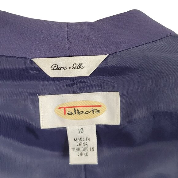 Talbots Size 10 Silk Blazer Jacket Pockets Lined Shaped Fitted Career Purple - Picture 4 of 8